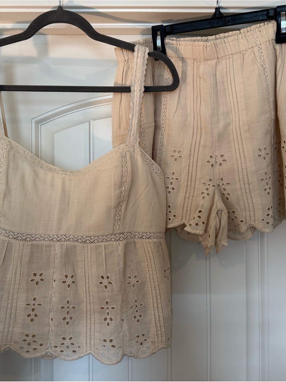 American Eagle Outfitters Beige Eyelet Two-Piece Set